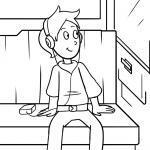 Malvorlage Junge Malvorlage Junge hört Musik