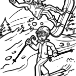 Malvorlage Ski fahren - Snownboard