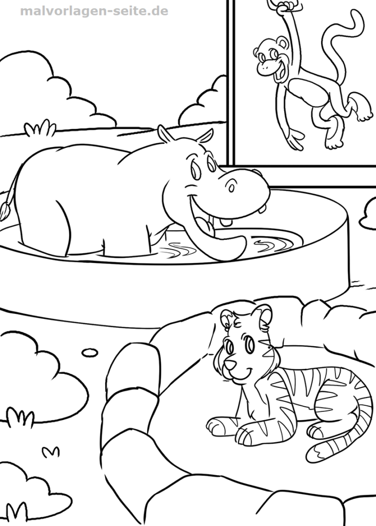 Ausmalbilder Zoo und Safari kostenlos herunterladen