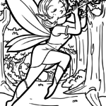 Malvorlage Elfe mit Flöte