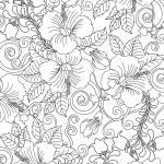 Malvorlage Hibiscus mit Blüten