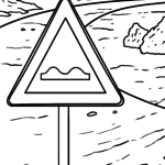 Malvorlage Verkehrsschild Unebene Fahrbahn