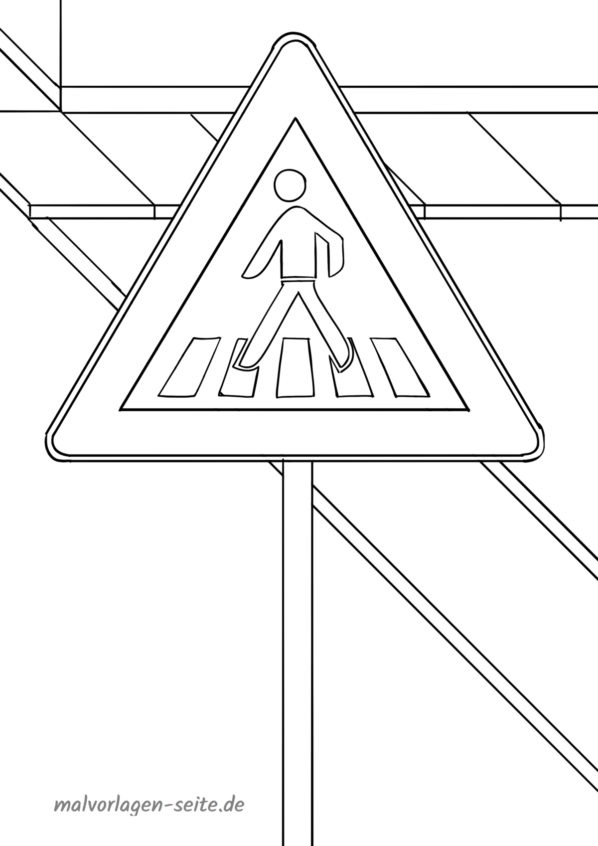 Malvorlage Verkehrszeichen Fußgängerüberweg