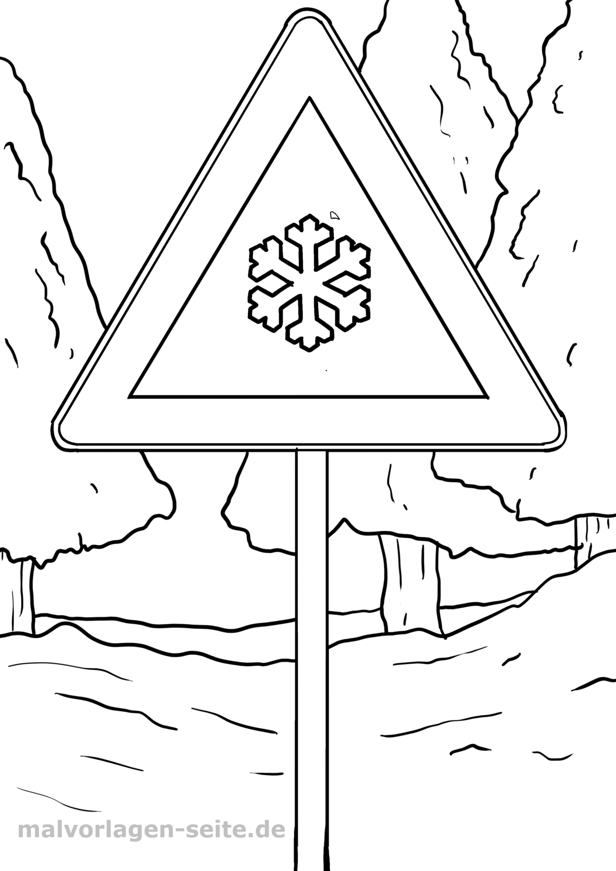 Malvorlage Verkehrszeichen Glätte