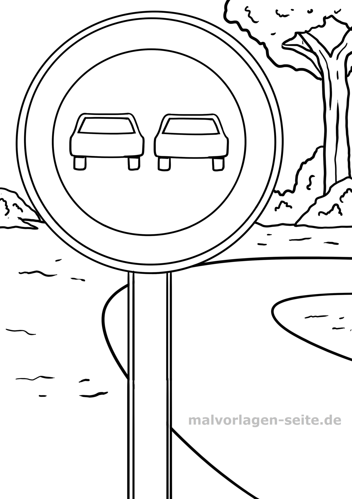 Malvorlage Verkehrszeichen Überholverbot