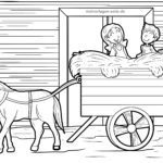 Malvorlage Bauernhof Kinder im Heu
