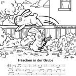 Noten und Text Häschen in der Grube