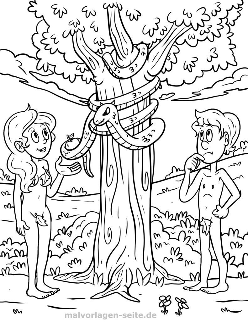 Malvorlage Religion Adam und Eva Kostenlose Ausmalbilder