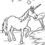 Malvorlage Einhorn in der Nacht