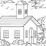 Malvorlage Kirche und Kreuz