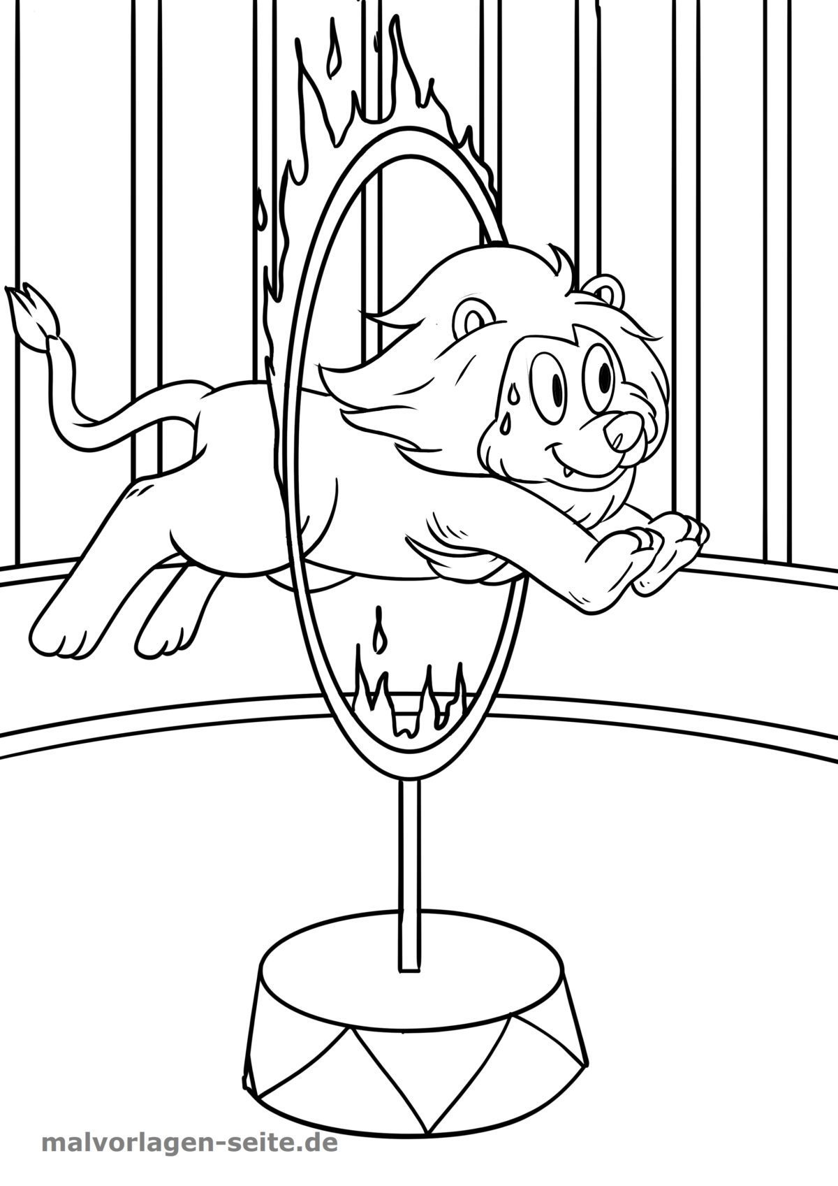 Ausmalbild Zirkus Löwe