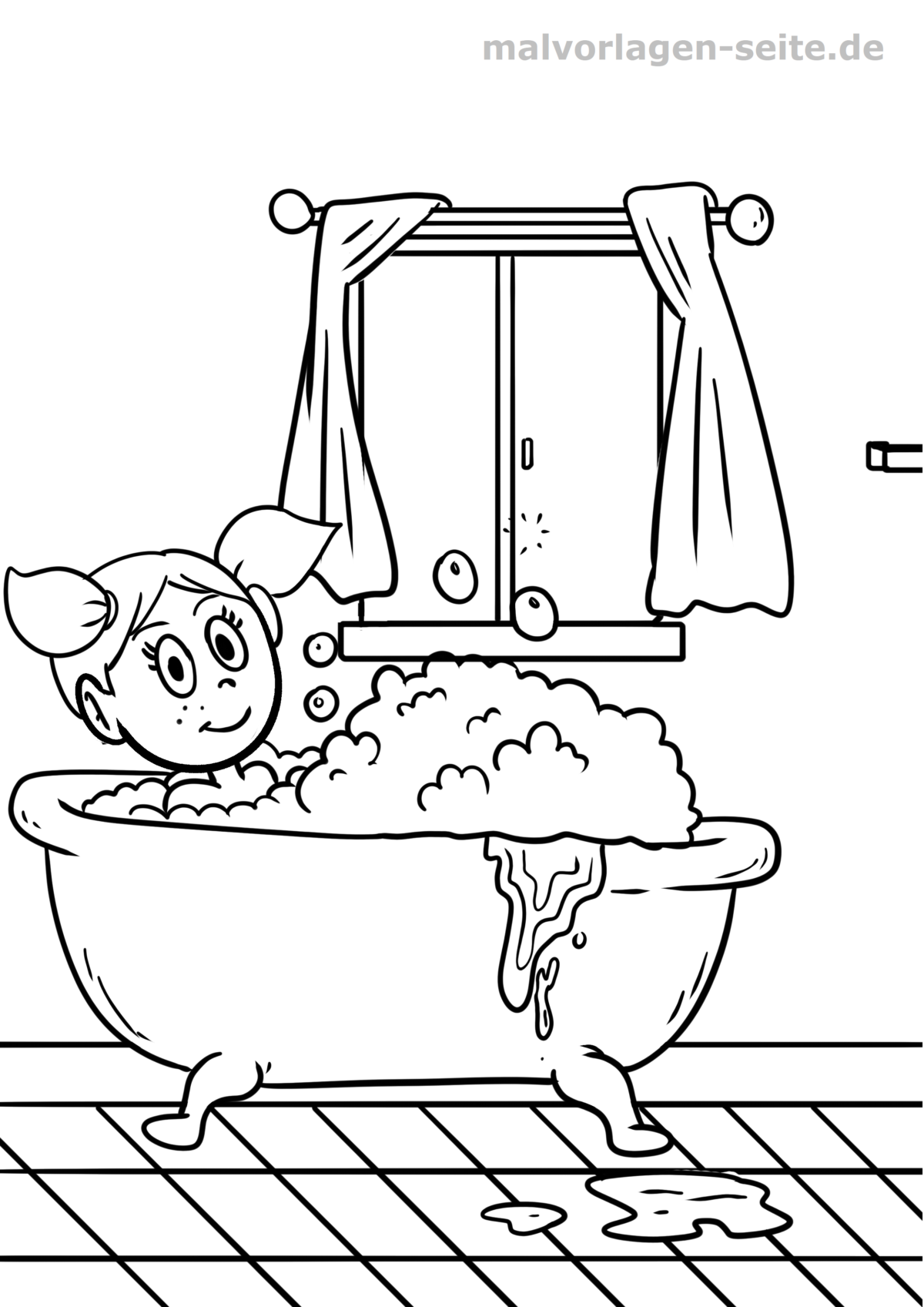 Malvorlage In die Badewanne gehen