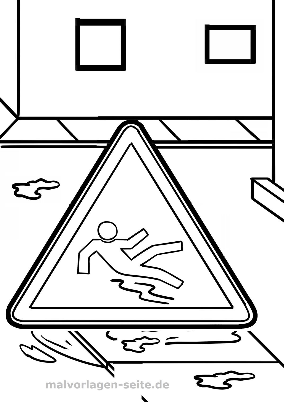 Malvorlage Schild Rutschgefahr