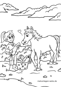 Malvorlage Pferd füttern