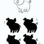 Schatten Rätsel für Kinder - Schwein