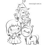 Malvorlage Einhorn und Prinzessin