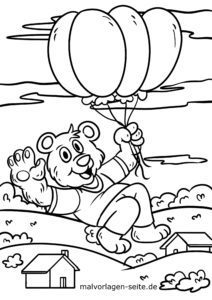 Malvorlage Bär mit Luftballons