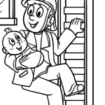 Malvorlage Feuerwehr Malvorlage Feuerwehrmann rettet Baby