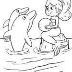 Malvorlage Meerjungfrau mit Delfinen