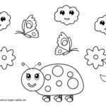 Malvorlage für kleine Kinder - Käfer und Blumen