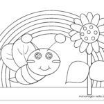 Malvorlage für kleine Kinder - Käfer mit Regenbogen