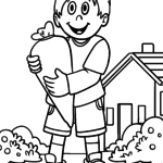 Malvorlage Schule - erster Schultag