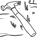 Malvorlage Werkzeug - Hammer / Klauenhammer