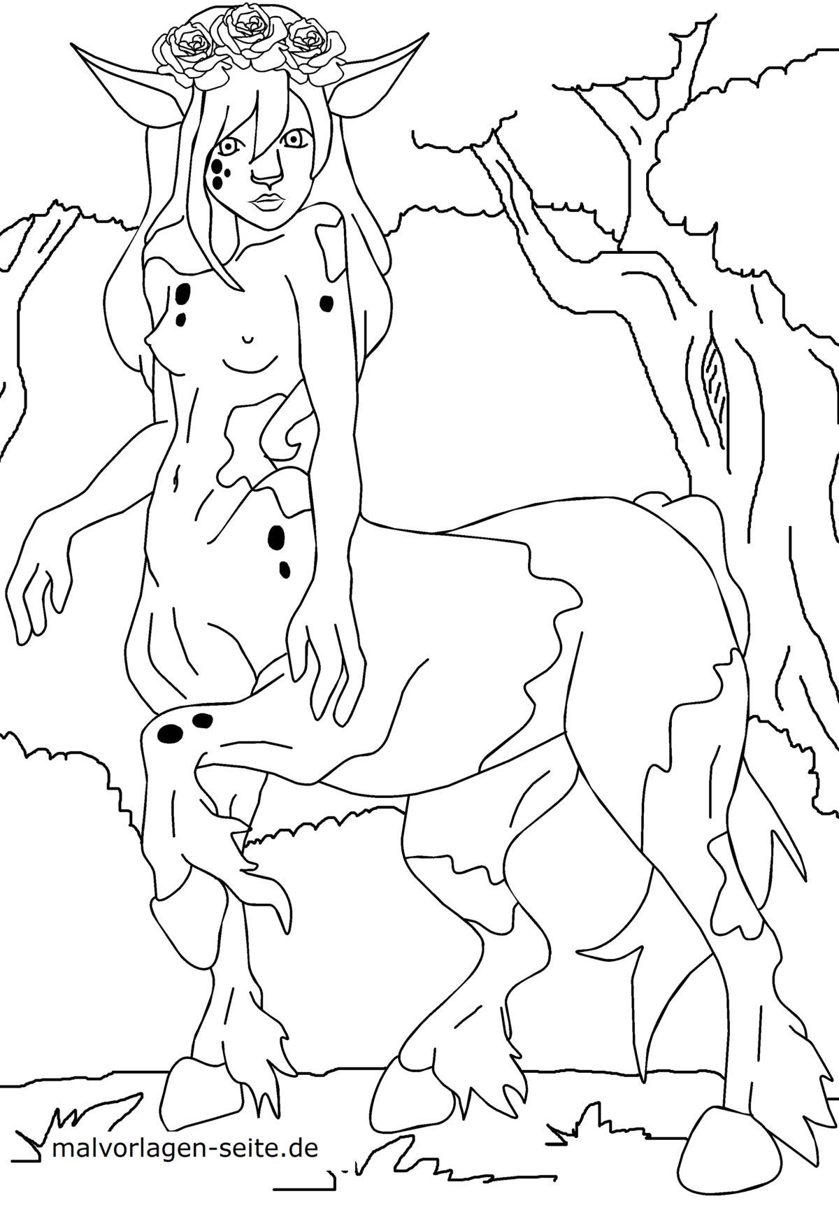 Malvorlage Manga - weiblicher Zentaur