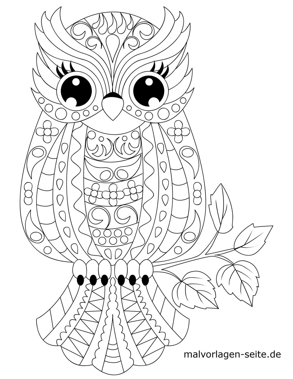 Mosaik Malvorlage Eule | Mandala Tiere