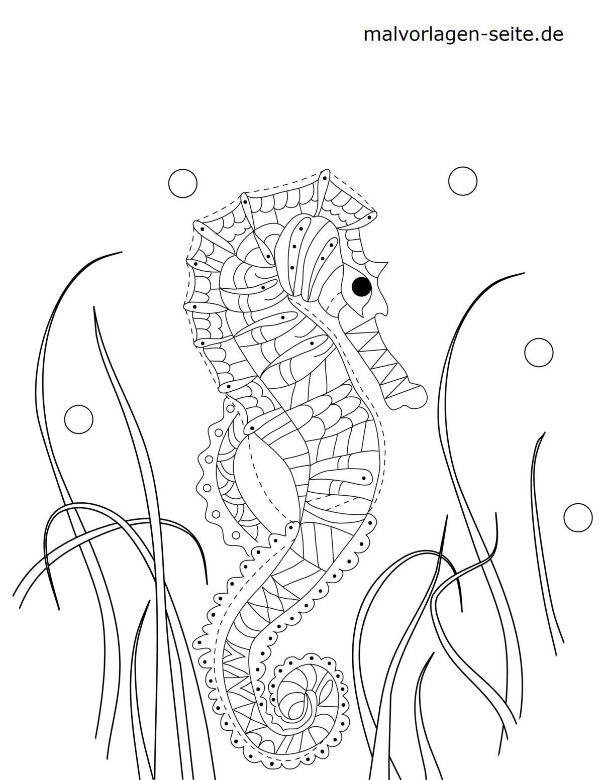 Mosaik Malvorlage Seepferd | Mandala Tiere