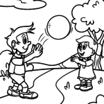 Malvorlage Kinder Malvorlage Kinder spielen Ball fangen