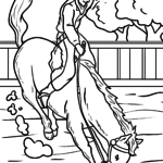 Malvorlage Cowboy beim Rodeo