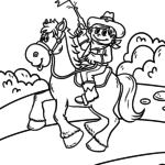 Malvorlage Cowboy und Revolver