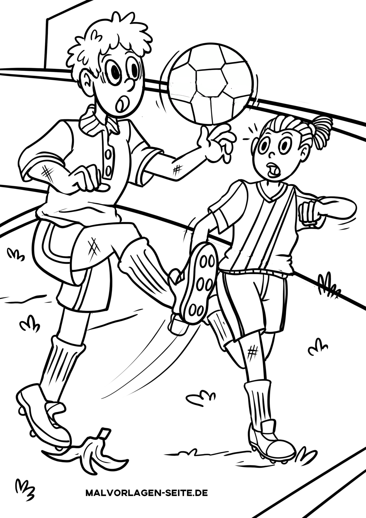 Malvorlage Fußball spielen