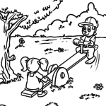 Malvorlage Kinder - Spielplatz Wippe