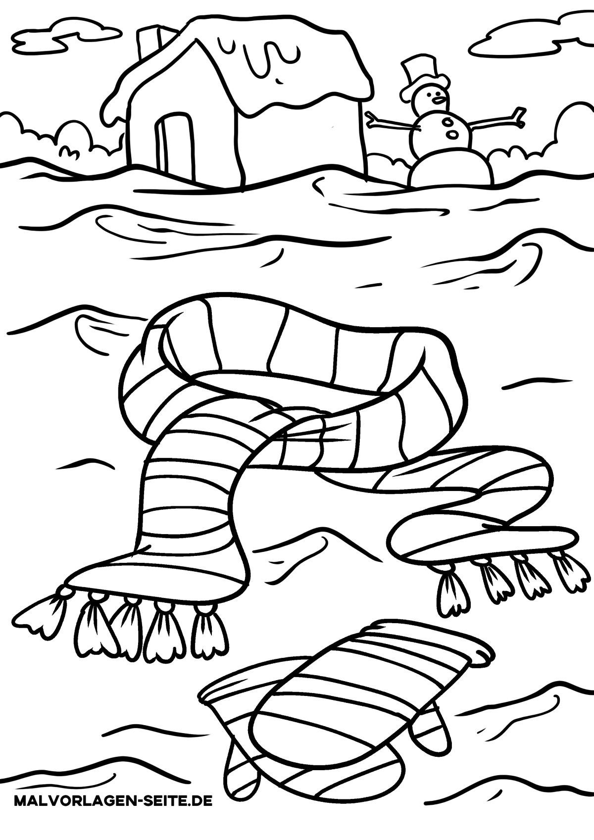 Malvorlage Kleidung - Schal
