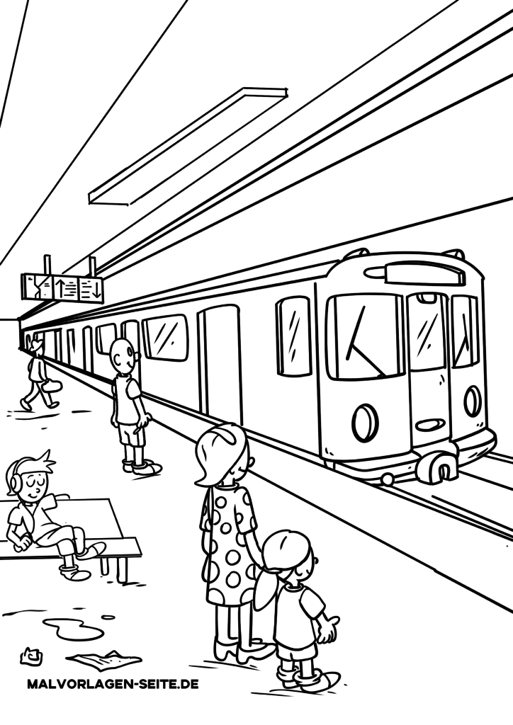 Malvorlage U-Bahn | Fahrzeuge | Ausmalbild kostenlos herunterladen