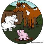 Farbige Zeichnung Bauernhof für Kinder