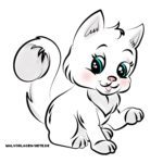 Kindgerechte Zeichnung Katze in Farbe