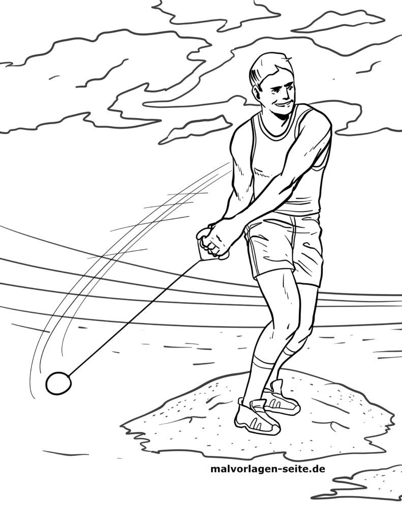 Malvorlage Hammerwurf Leichtathletik Sport Kostenlose