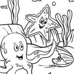 Malvorlage Seestern - Tiere Malvorlage Seestern im Meer