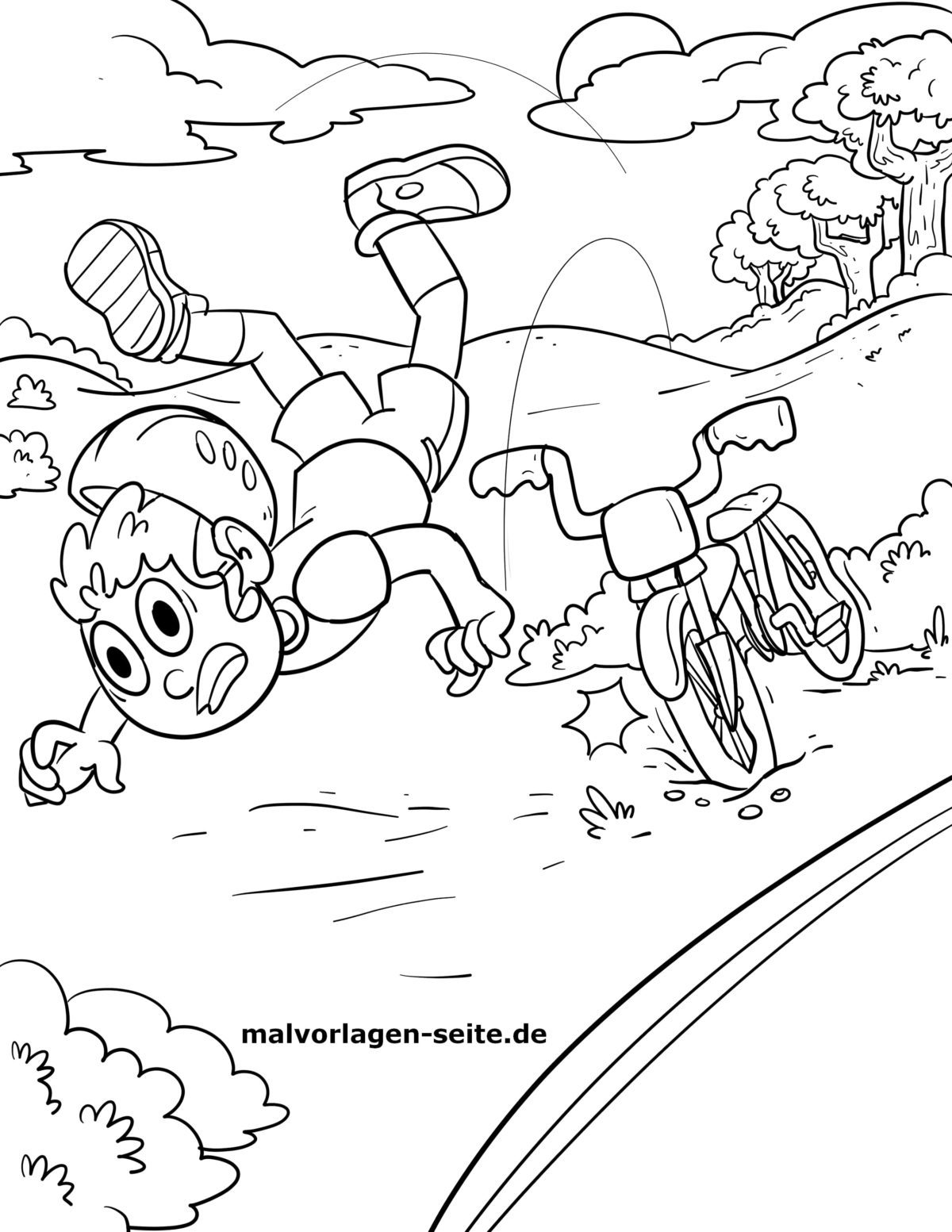 Malvorlage Nie ohne Helm Fahrrad fahren