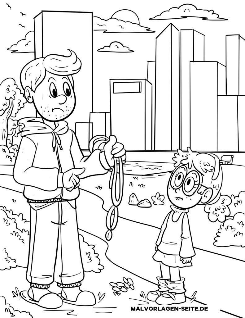 Malvorlage Ich habe meinen Hund verloren, hilf mir suchen