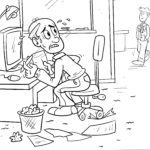 Malvorlage Angestellter im Büro