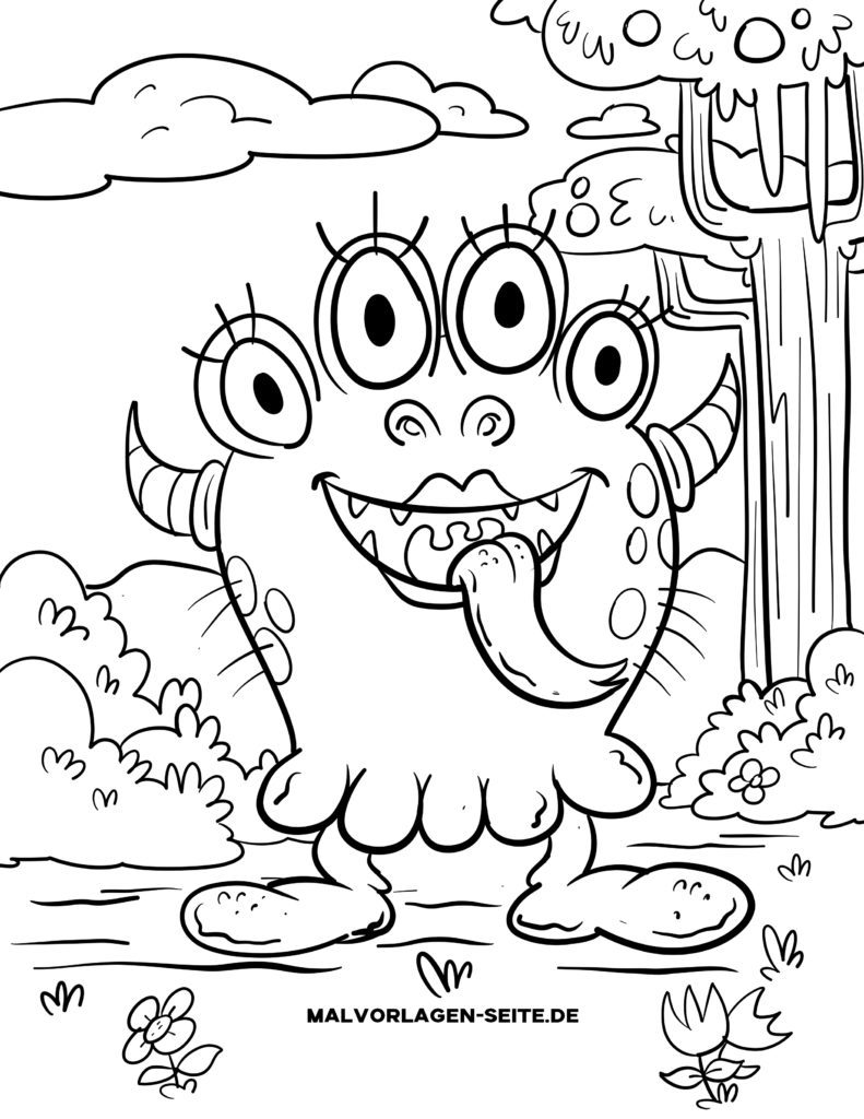  Foto zu Malvorlage Monster - Ausmalbild kostenlos herunterladen 