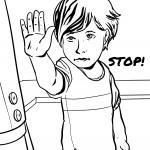 Nein sagen lernen - Halt, stop, ich will das nicht Malvorlage für Kinder