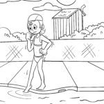 Malvorlage Achtung im Wasser - Baderegeln