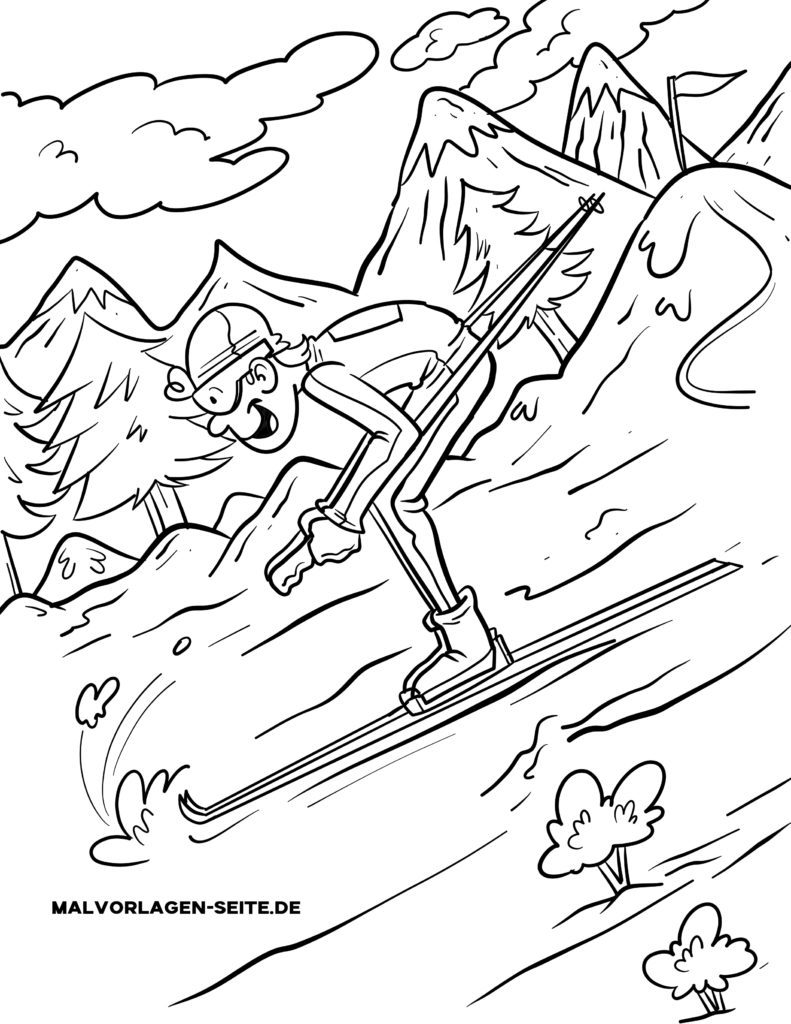 Malvorlage Skifahren Abfahrt Wintersport Sport Malvorlage Skifahren Abfahrt Wintersport Sport