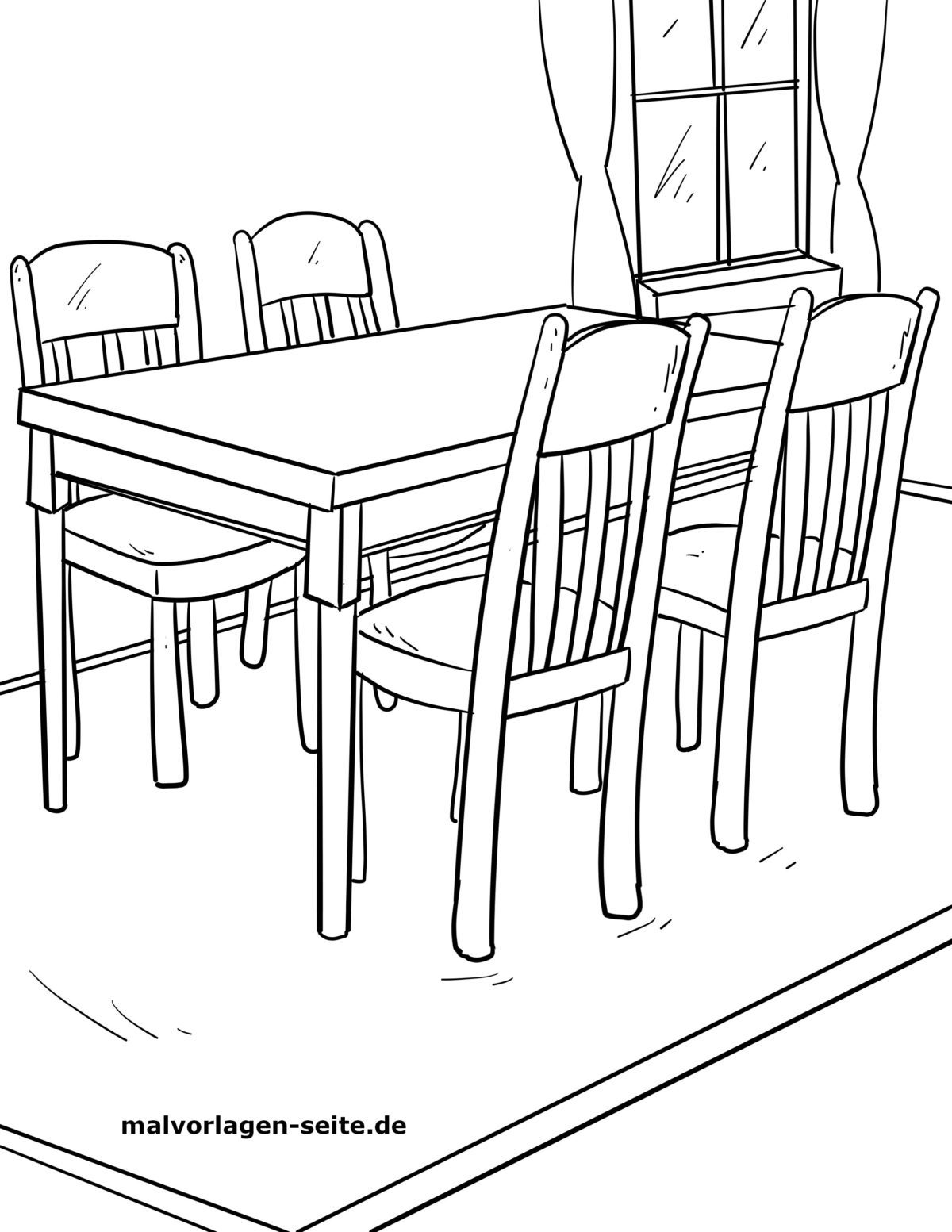Malvorlage Tisch und Stühle