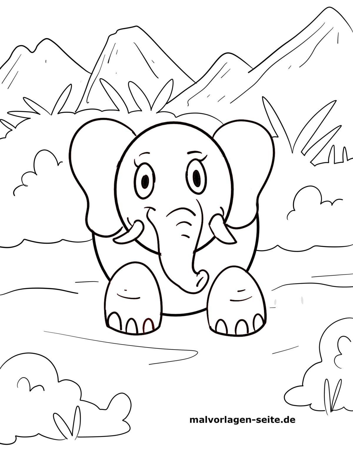 Malvorlage für kleine Kinder - Elefant